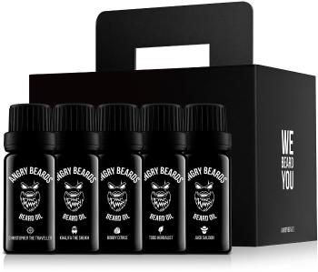 Kozmetikai ajándékcsomag ANGRY BEARDS szakállolaj szett - 5 × 10 ml