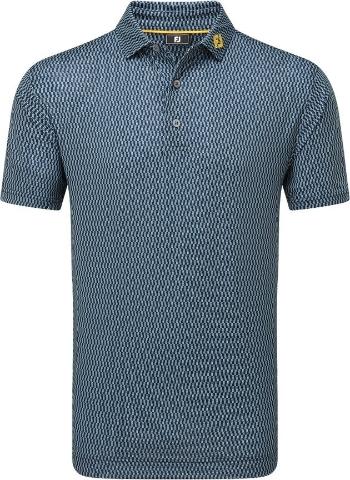 Footjoy Wiggle Print Lisle Mens Navy/Grey/White M Polo košeľa