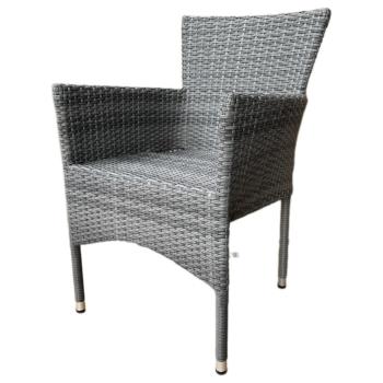 Autronic Záhradná stolička, kov, polyratan, sivá,AZC-S2118 GREY