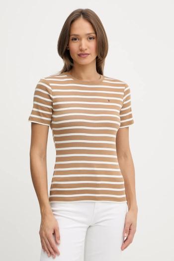 Bavlnené tričko Tommy Hilfiger dámske, biela farba, WW0WW40587
