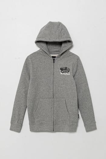 Detská mikina Vans Old Skool FZ šedá farba, s kapucňou, melanžová, VN000MHT02F1