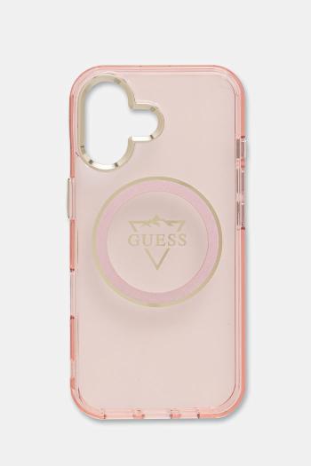 Puzdro na mobil Guess iPhone 16 ružová farba, GUHMP16SHFGTMSLSP