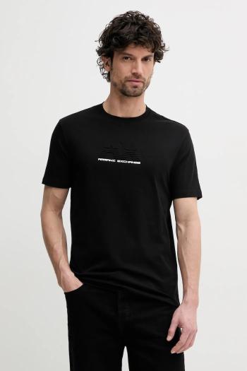 Bavlnené tričko Armani Exchange pánske, čierna farba, s nášivkou, XM000544 AF10361