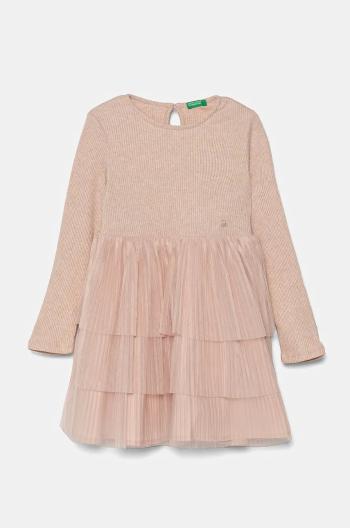 Dievčenské šaty United Colors of Benetton ružová farba, midi, áčkový strih, 4TQFGV022