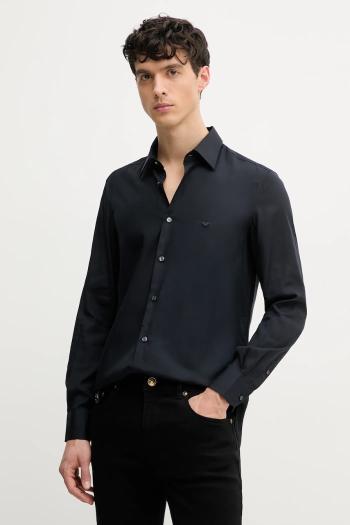 Košeľa Emporio Armani pánska, tmavomodrá farba, regular, s klasickým golierom, EM001537 AF14214