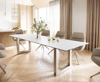 Jedálenský stôl Edge 300x100 cm keramický Laminam® Statuarettio biely