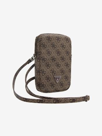 Guess PU 4G Triangle Logo Taška na Telefon se Zipem Brown Telefontok Lila
