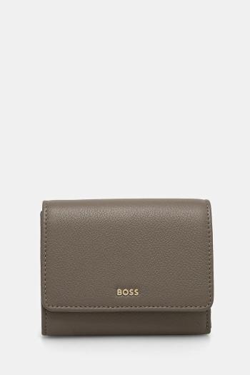 Kožená peňaženka BOSS dámska, šedá farba, 50523685