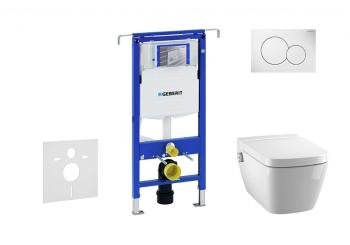 GEBERIT - Duofix Modul na závesné WC s tlačidlom Sigma01, alpská biela + Tece One - sprchovacia toaleta a doska, Rimless, SoftClose 111.355.00.5 NT1