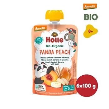 HOLLE Panda Peach BIO broskyňa marhuľa banán špalda 6× 100 g (7640161877092)