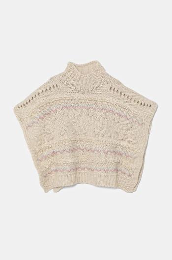 Detské pončo United Colors of Benetton béžová farba, teplé, 115HQU010