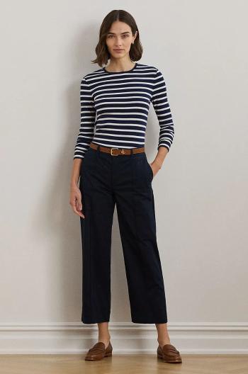 Nohavice Lauren Ralph Lauren dámske, čierna farba, široké, vysoký pás, 200876606