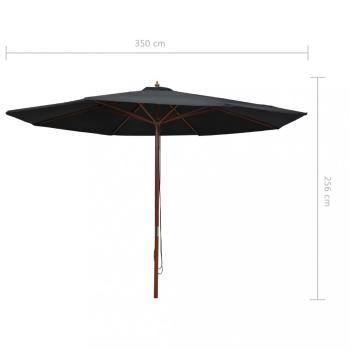 Slnečník Ø 350 cm látka / drevo Dekorhome