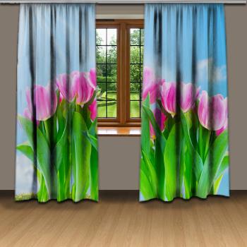 Závesy Tulipány (Rozmer: 140x250, Materiál: Interlock)