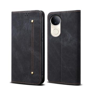 DENIM Peňaženkový kryt pre Vivo V50 5G čierny
