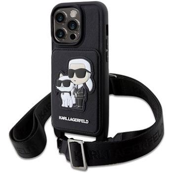 Karl Lagerfeld Saffiano Crossbody Karl and Choupette NFT Kryt na iPhone 14 Pro Black (KLHCP14LCSAKCPMK)