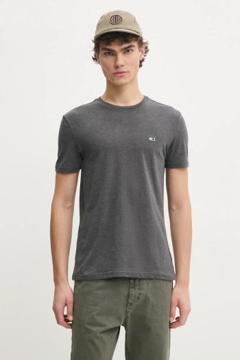 Tričko Tommy Jeans pánske, šedá farba, jednofarebné, DM0DM20363