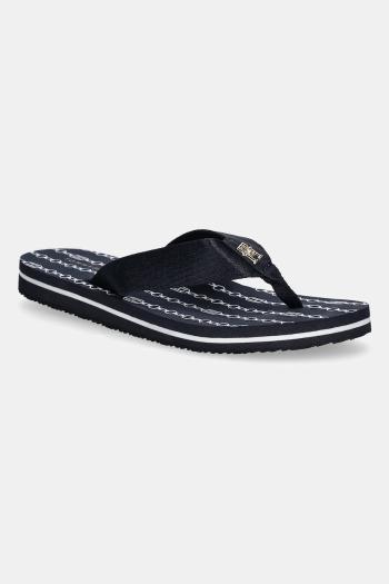 Šľapky Tommy Hilfiger TH CHAIN PRINT BEACH SANDAL tmavomodrá farba, na plochom podpätku, FW0FW08514