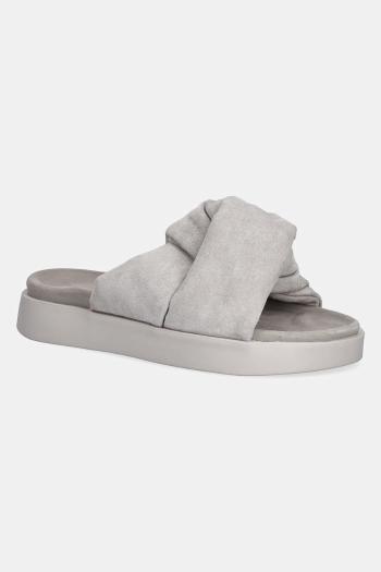 Semišové šľapky Inuikii Soft Crossed Suede dámske, šedá farba, na platforme, 1004.003.0401.030 / 70104-141
