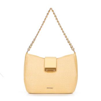 Dámska pletená crossbody kabelka žltá
