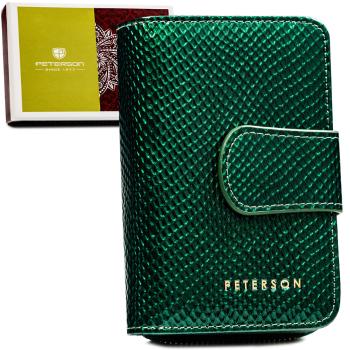 Elegantná, zelená dámska peňaženka z prírodnej kože vybavená RFID systémom - Peterson