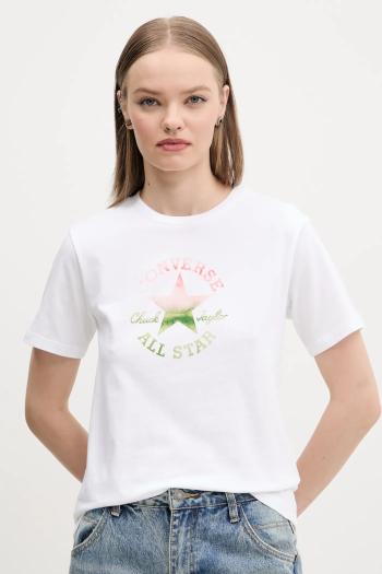 Bavlnené tričko Converse dámske, biela farba, 10027385-A01