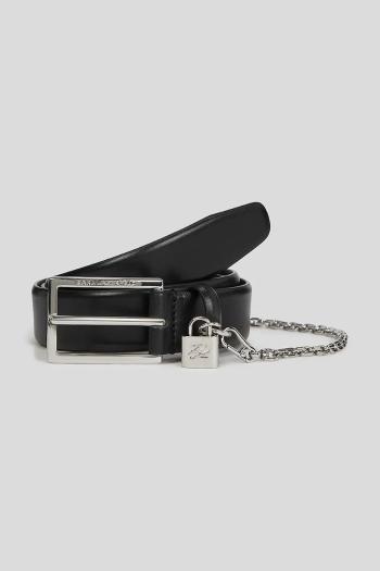 Kožený opasok Karl Lagerfeld čierna farba, A3W33040