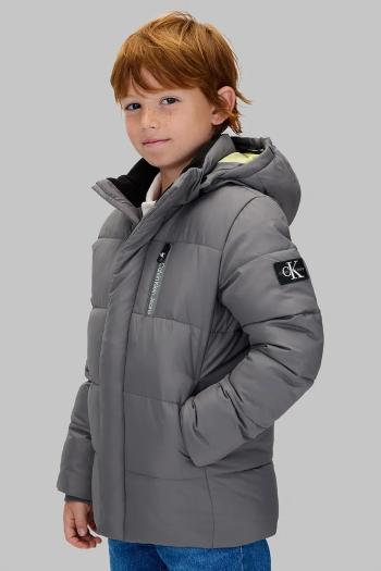 Detská zimná bunda Calvin Klein Jeans béžová farba, IB0IB01276