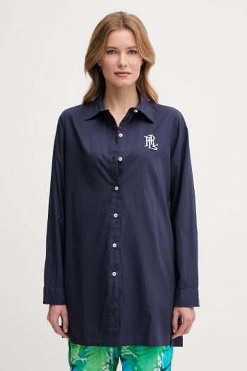 Bavlnená košeľa Lauren Ralph Lauren tmavomodrá farba, voľný strih, s klasickým golierom, 20529276