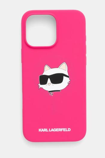 Puzdro na mobil Karl Lagerfeld iPhone 16 Pro Max 6.9 ružová farba, KLHMP16XSCHPPLF