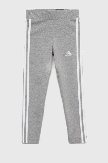 Detské legíny adidas G 3S šedá farba, melanžové
