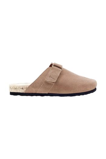 Semišové šľapky Manebi Hamptons Clog Mules dámske, béžová farba, W 1.9 B0