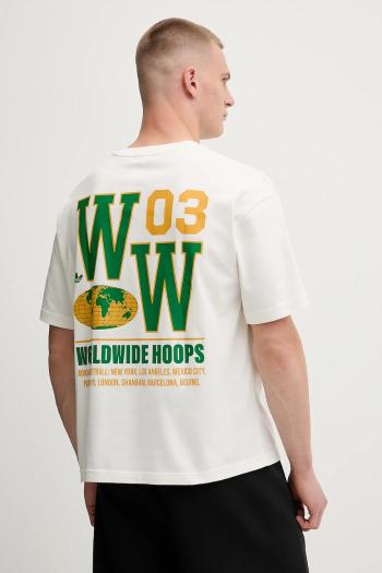 Tričko adidas Originals Glbl Hoops Tee pánske, béžová farba, s potlačou, JW6650