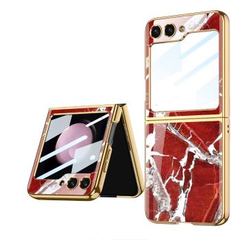 GKK GLASS Ochranný kryt Samsung Galaxy Z Flip5 5G RED MARBLE