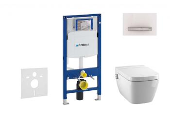 GEBERIT - Duofix Modul na závesné WC s tlačidlom Sigma50, alpská biela + Tece One - sprchovacia toaleta a doska, Rimless, SoftClose 111.300.00.5 NT8