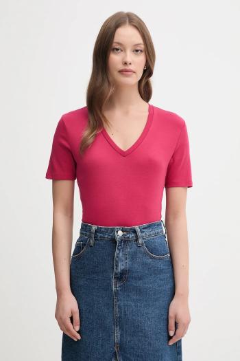 Bavlnené tričko United Colors of Benetton dámske, ružová farba, 3GA2E4230