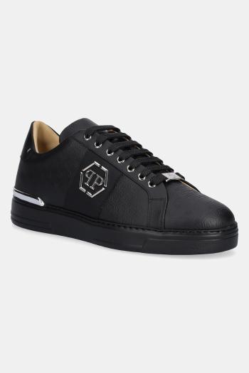Kožené tenisky Philipp Plein Lo-Top Monogram čierna farba, USC0768 PLE005N 0202
