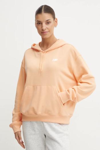 Mikina New Balance dámska, oranžová farba, s kapucňou, jednofarebná, WT41507PAE