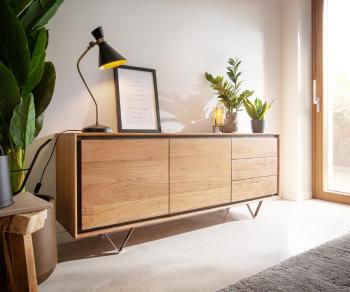 Komoda Stonegrace 175 cm prírodná akácia 2 dvierka 3 zásuvky kamenné