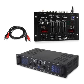 Skytec SPL700EQ, sada PA zosilňovač, mixážny pult Resident DJ 22BT 2CH