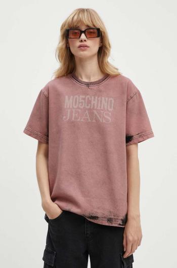 Džínsové tričko Moschino Jeans ružová farba, 0212.8222