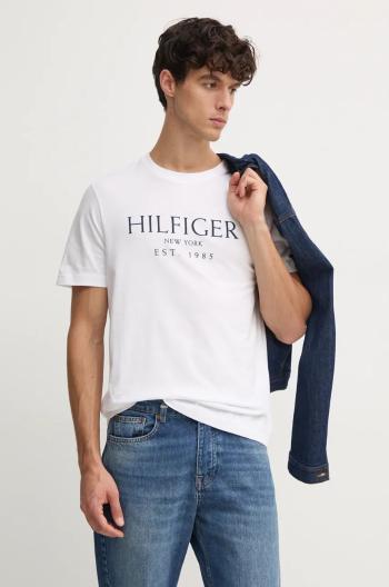 Bavlnené tričko Tommy Hilfiger pánske, biela farba, s potlačou, MW0MW36499