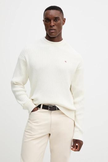 Bavlnený sveter Calvin Klein Jeans béžová farba, LV04RD314G