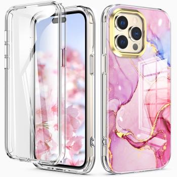 DUAL MARBLE Odolný kryt Apple iPhone 14 Pro Max PINK MABRLE