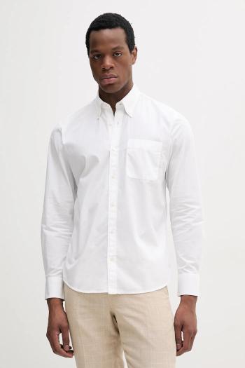 Bavlnená košeľa United Colors of Benetton pánska, biela farba, regular, s golierom button-down, 52MCUQ04B