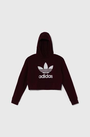 Detská mikina adidas Originals bordová farba, s kapucňou, s potlačou