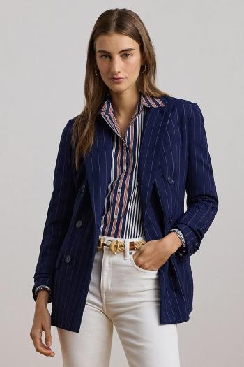 Vlnené sako Lauren Ralph Lauren tmavomodrá farba, dvojradové, 200957329
