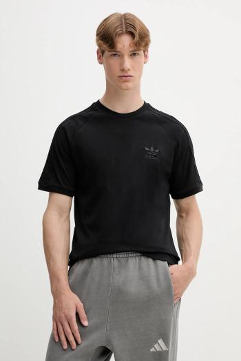 Bavlnené tričko adidas Originals 3-Stripes pánske, čierna farba, jednofarebné, JY1372