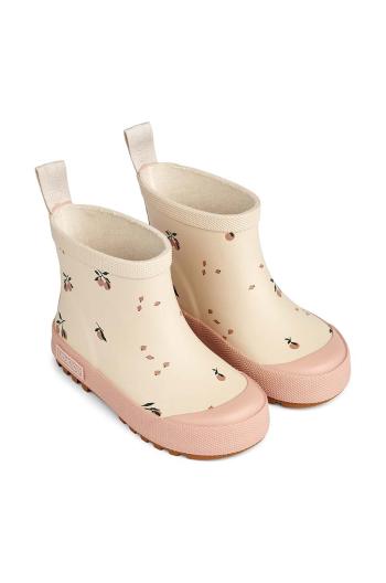 Detské gumáky Liewood Tekla Printed Rainboot ružová farba
