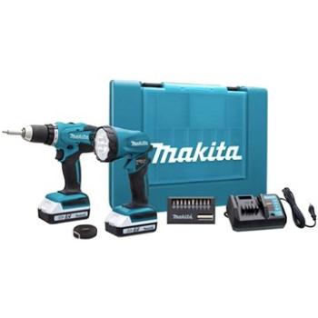 Makita DF457DWLX 18V, 2× 1,5 Ah + svietidlo + sada bitov 11 ks (0088381689465)